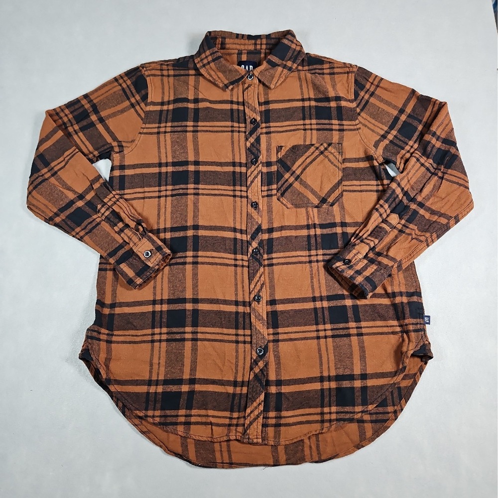 Gap Womens Brown Plaid Button Up Flannel Shirt Size Medium